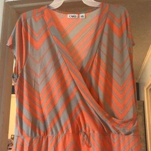 Coral Chevron Maxi Dress